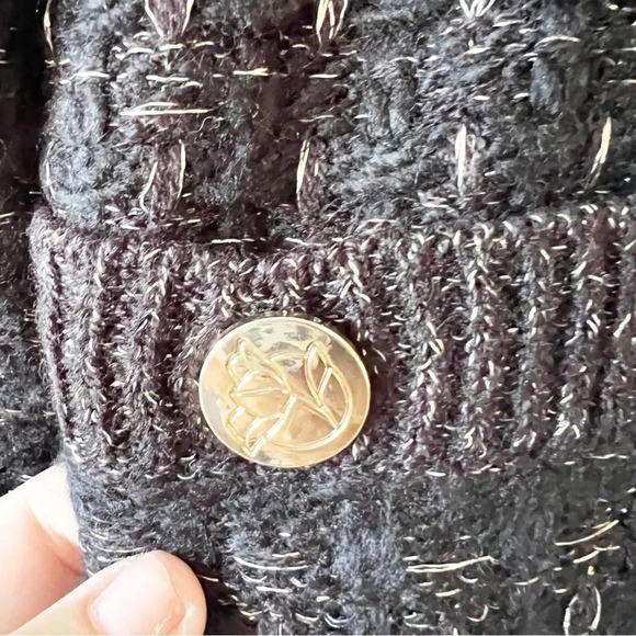 Draper James RSVP Black Gold Metallic Boucle Sweater Blazer Size XL Southern Mom - Picture 7 of 9